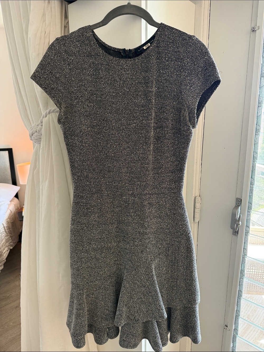 Slate & Willow Tweed Fit & Flare Dress Black White Workwear Size M